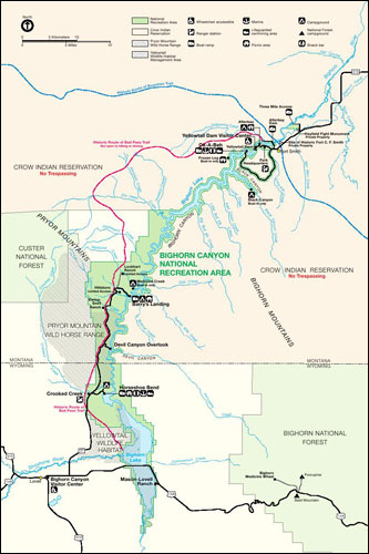Bighorn Canyon National Recreation Area, Montana Map