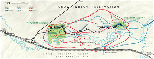 Little Bighorn Battlefield National Monument, Montana Map